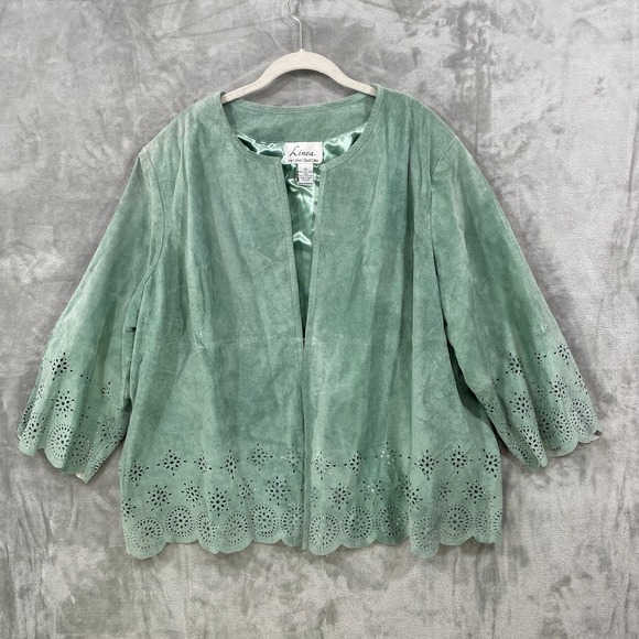 Linea by Louis Dell'Olio Jackets & Blazers - NWT Linea By Louis Dell'Olio Size 3X 100% Suede Jacket  Laser Cut Sage Green NEW